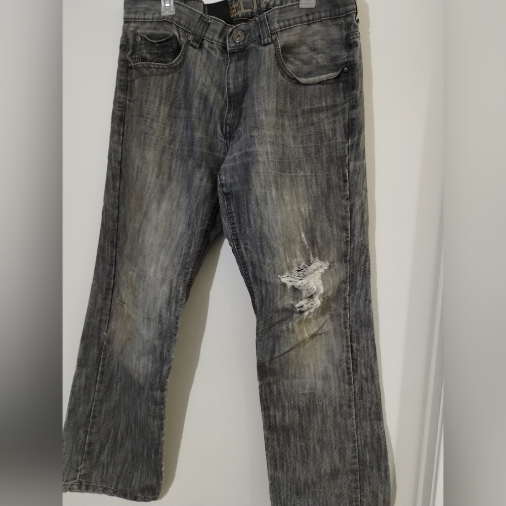 Helix Men's Relaxed Fit Distressed Black Jeans